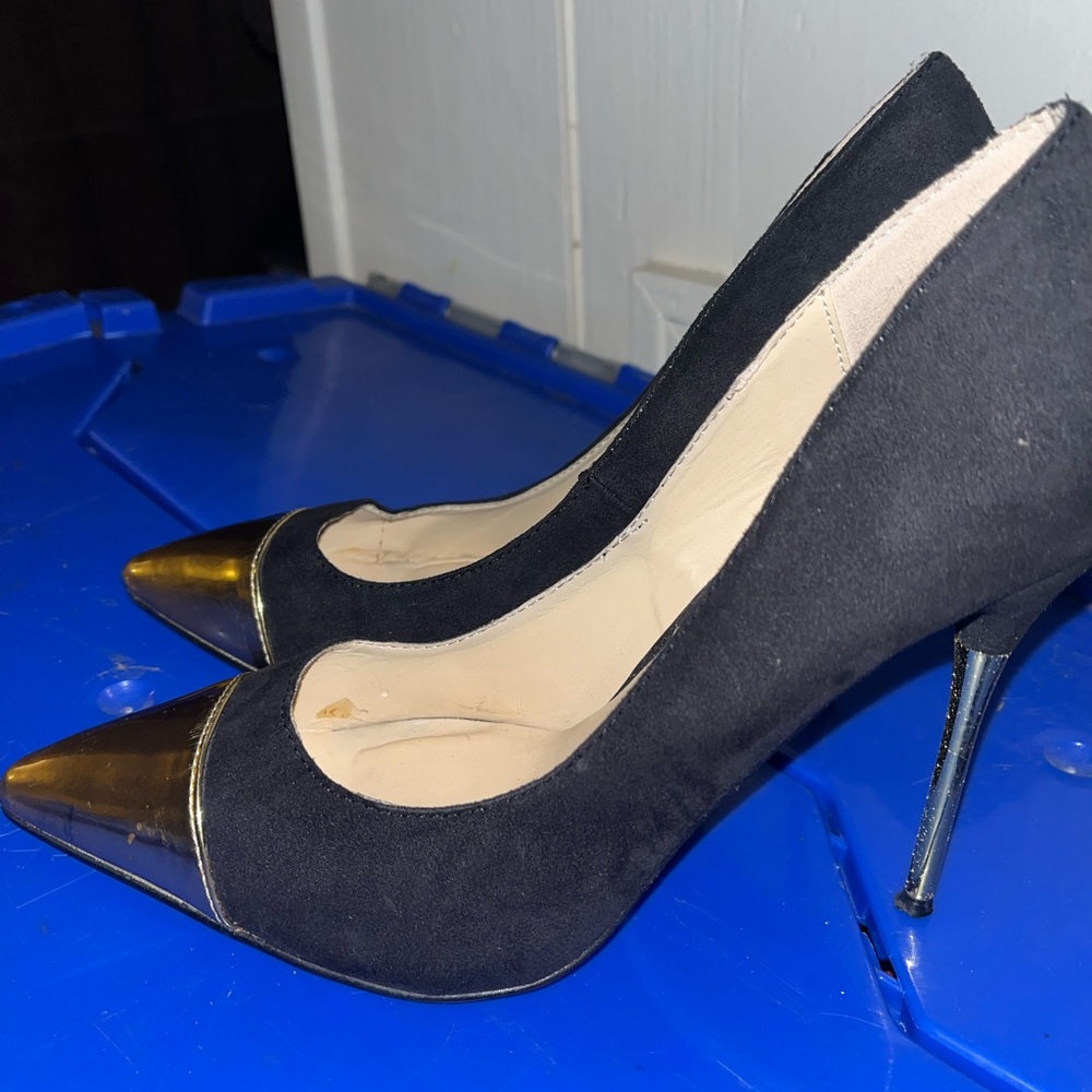 Black gold tip heels